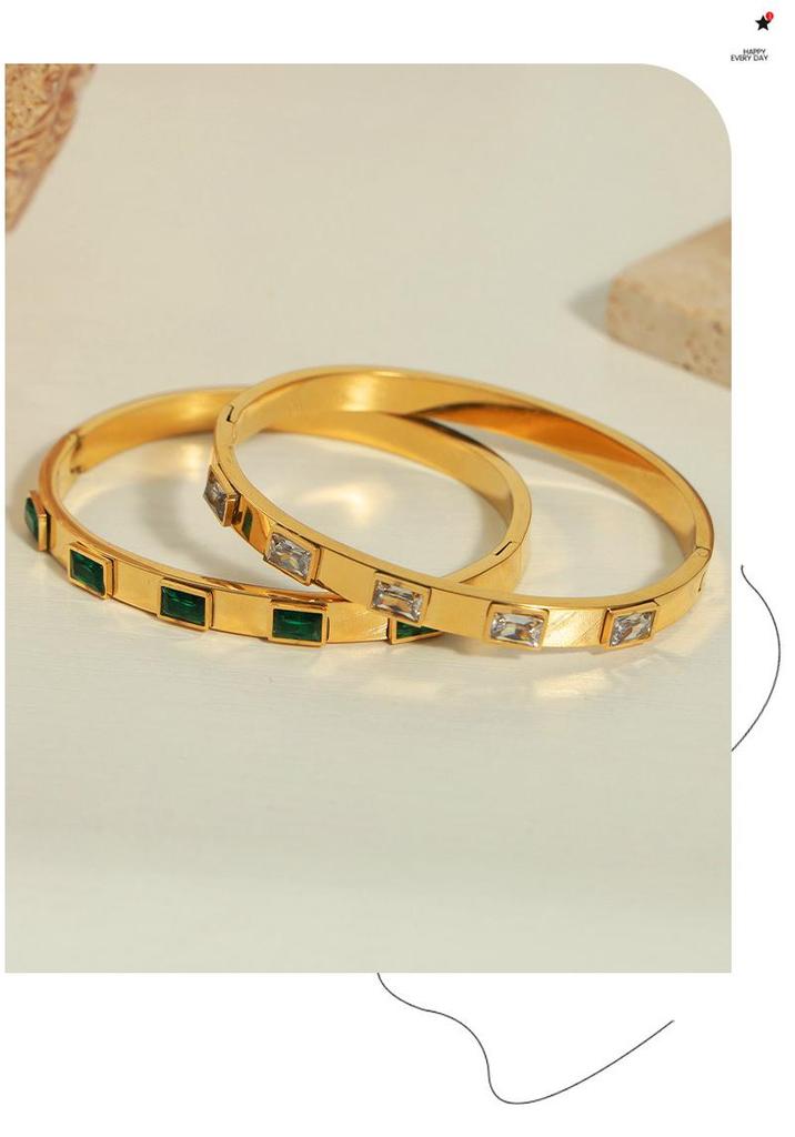 Retro 18K Gold Plated Titanium Steel Bracelet with Zirconia - Women's Fashion Jewelry