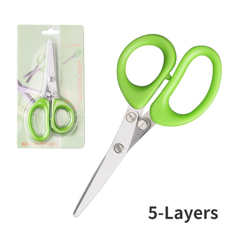 

Многослойные кухонные ножницы из нержавеющей стали, овощерезка, лук-шалот, травы, специи, кухонный инструмент, кухонные аксессуары 5-Layers