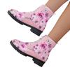 Women's Large Size Casual Ankle Boots Thick Low Heel Printed Women's Leather Boots Women Lace up Boots