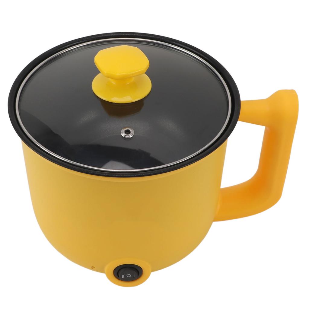 Electric Noodle Cooker Yellow 1.8L 2 Speed Adjustment 600W Automatic Power Off Anti Stick with
