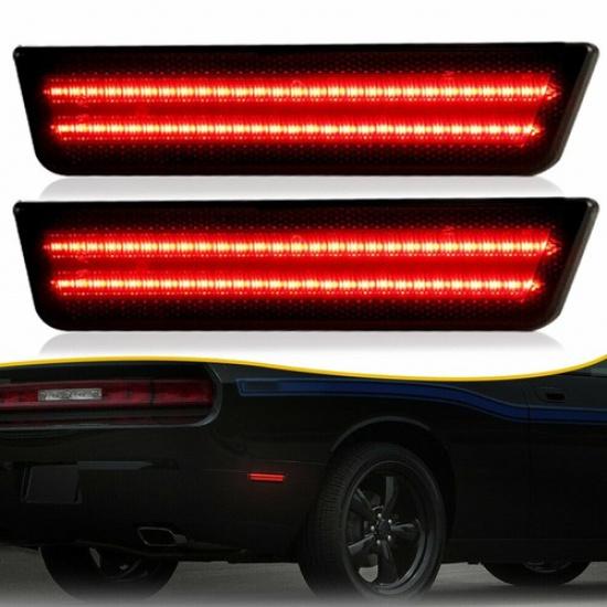 For 2011-2014 Dodge Charger Black Lens Red Rear Bumper LED Side Marker Lights 2x
