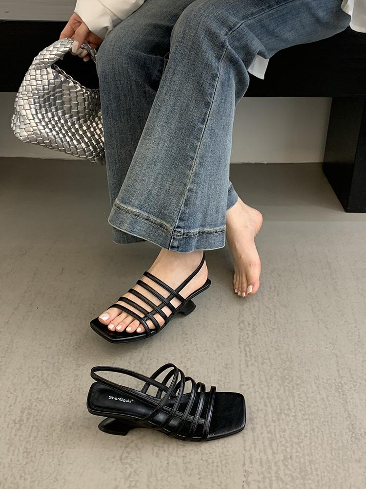 Fashion 2025 Newest Narrow Band Summer Gladiator Sandals Open-Toe Slingback Woman Sandals Mules Dance Shoes Desinger Zapatos De Mujer