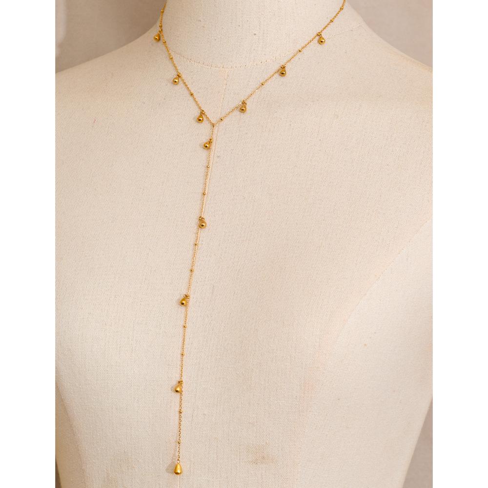 Yhpup 2026 Stainless Steel Teardrop Y Chain Long Thin Sexy Necklace for Women Summer Popular Charm Chic Jewelry Waterproof