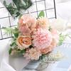 Single Stem Silk Rose Bouquet with Plastic Handle for Wedding Decoration