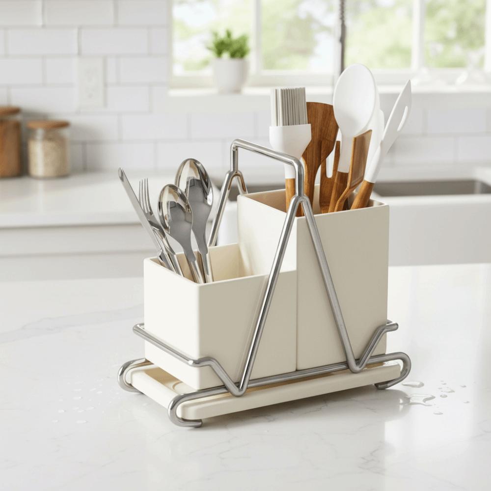 Stainless Steel Chopsticks Storage Box Countertop Type Utensil Holder Cutlery Organizer  for Home