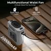 10000mAh Portable Waist Hanging Neck Fan Strong Cooling Wind Outdoor work fan for camping searchlight Travel Farms Fishing