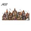 Gift for Halloween Party Setup Window Static Sticker, Castle/Bat/Pumpkin/Bouquet Printed, PVC Waterproof Removable Decorative Clings Decals