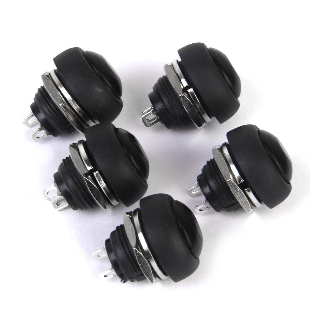 5pcs Momentary OFF-(ON) Push Button Horn Switch For Boat/Car Waterproof BLK