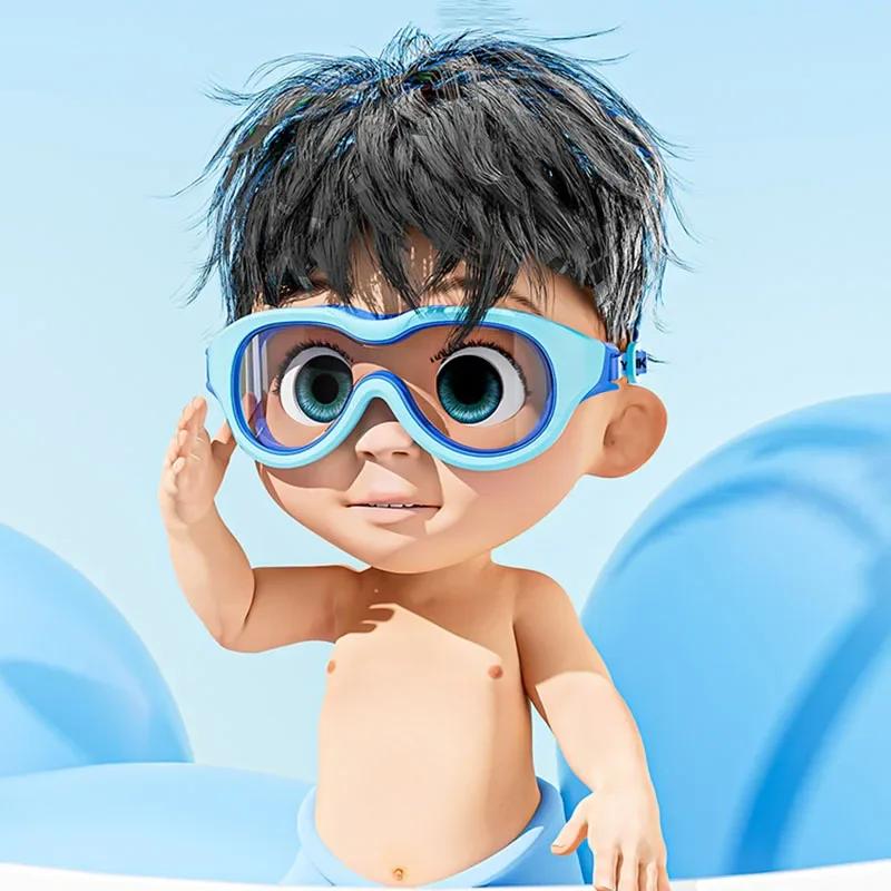 High-definition Children Swimming Goggles for Boys and Girls Anti-fog Swimming Goggles Large Frame Glasses Comfortable Silicone