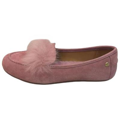 Suede Fur Trim Simple Gentle Casual Flats Women Flats Crystal-Pink 1102689-PCRY