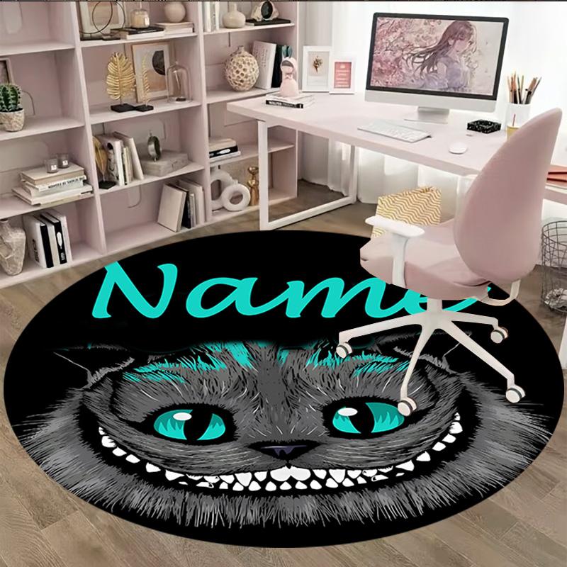 Customizable Cheshire cat1 Round Non-Slip Carpet - Ideal for Garden, Picnic, Office, Perfect for Decoration, Suitable For All Seasons