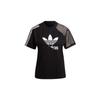 Adidas Originals Trefoil Large Logo Striped Print Spliced Casual Crew Neck Short Sleeve Drop Shoulder T-Shirt Women T-Shirt Black HC7039