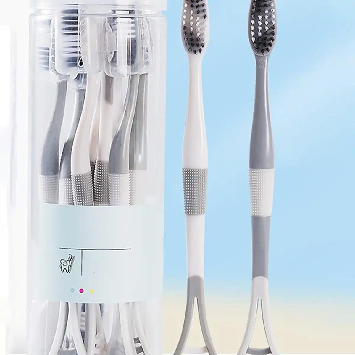 

8 Pcs Toothbrush Tongue Scraper Soft Bristle Dental Teeth Brush Bamboo Silicone Gel Eco Friendly Handle Oral Care Cleaning Tools