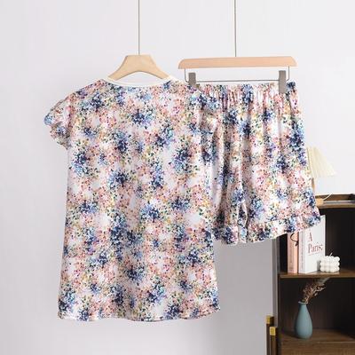 Sommer Ny Søt Kvinne Flyside Bomull Kortermet Shortsdress Stor Størrelse Løs Fritid Viskose Hjemmebruk Nattøy Pyjamas