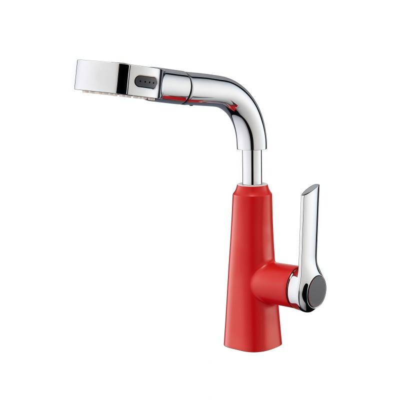 Pull-out Basin Faucet Hot and Cold Household Adjustable Rotating Bathroom Washbasin Faucet for Handwashing