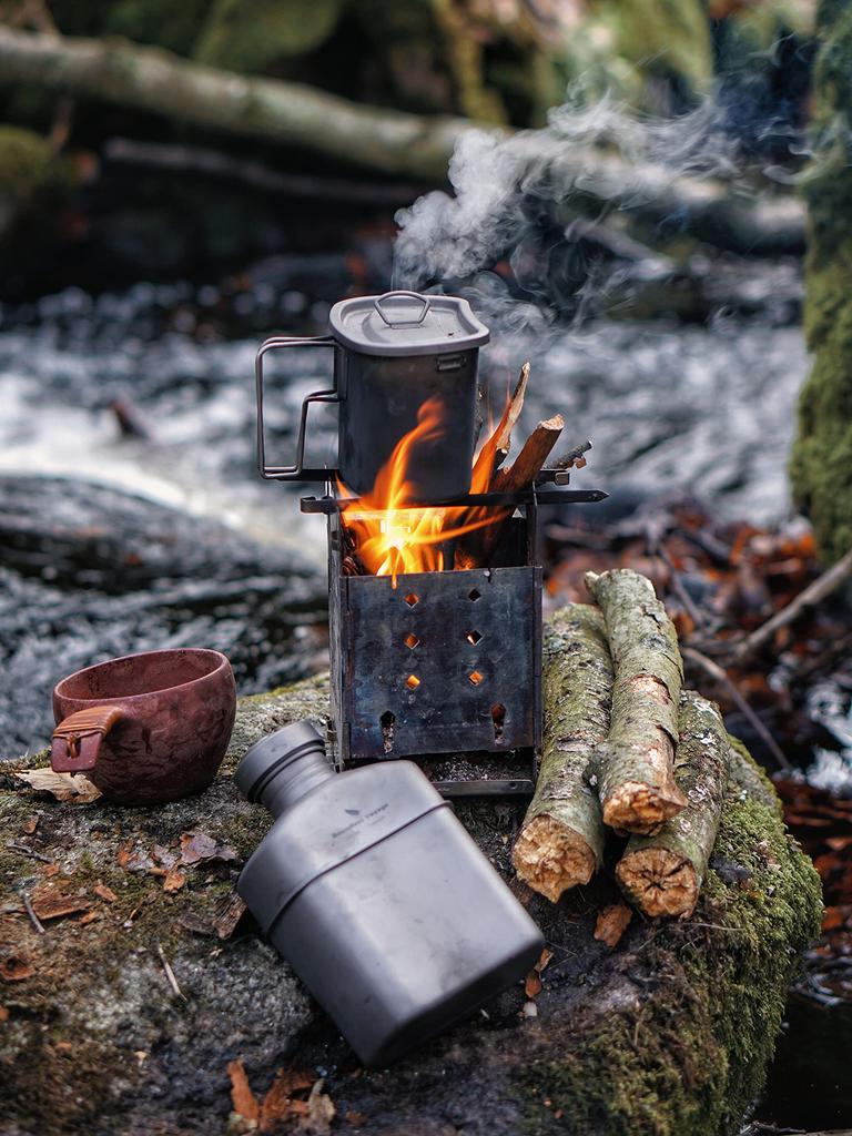 Boundless Voyage Titanium Military Canteen, Military Style Cookware Set with Messing Kit (400ml + 750ml + 1100ml Matte Finish, 3-Piece Set, Ti2049C)