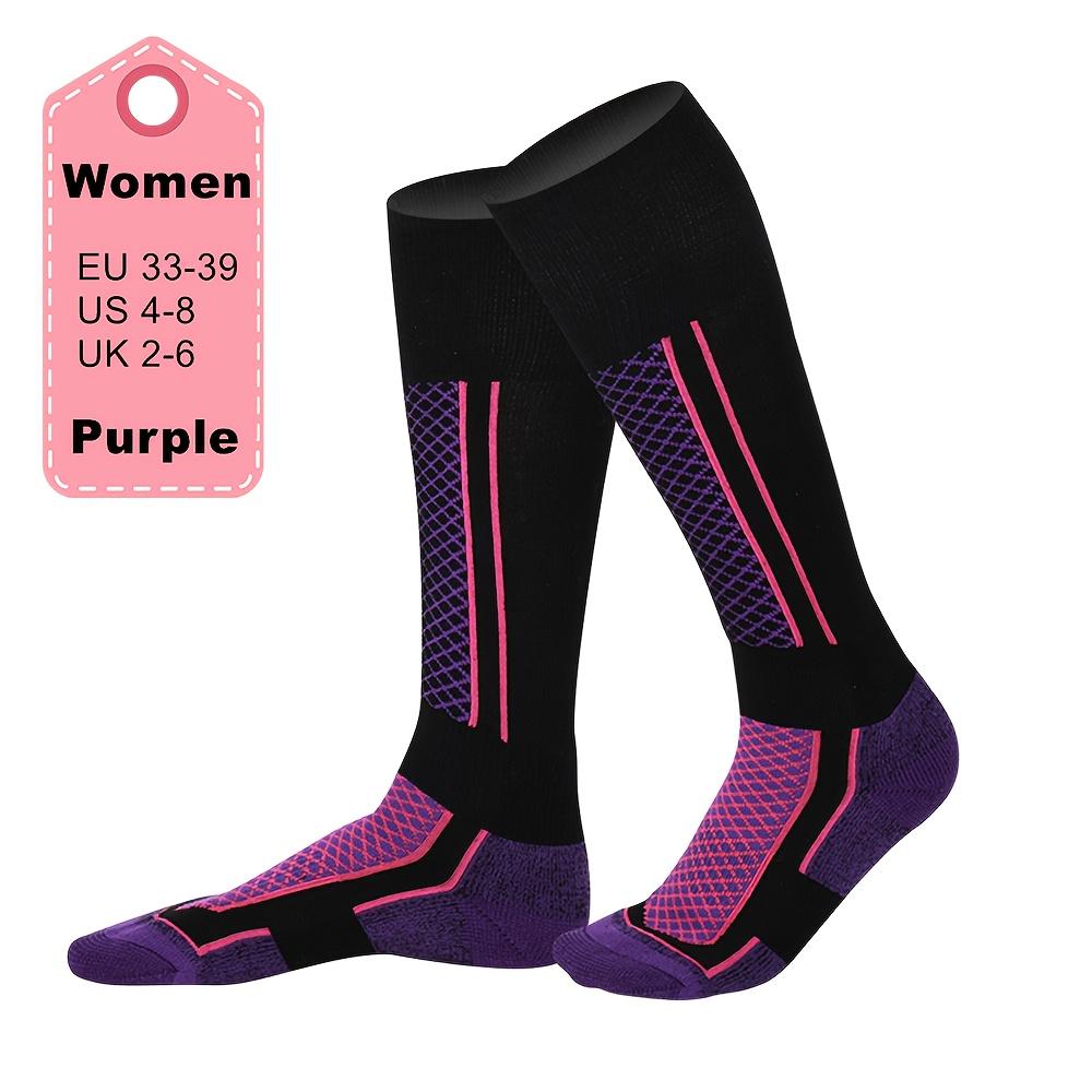 1 Pair Thick Insulated Breathable Moisture Ski Socks for Skiing Machine Washable Cold Weather Athletic Socks