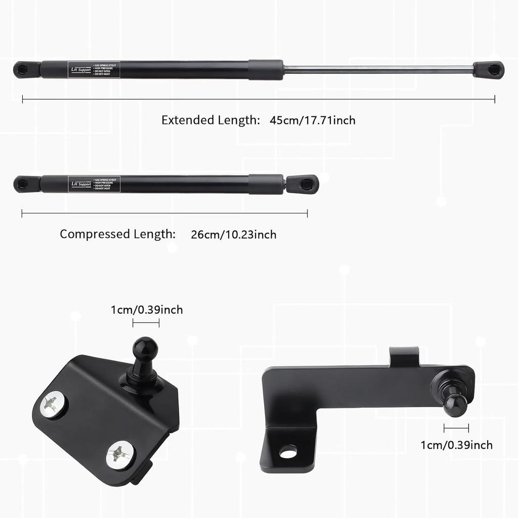 Hood Struts For 2018-2025 Jeep Wrangler JL, Compatible With     2024 Gladiator JT, Hood Lift Supports Kit, Replaces # 21-20003-02, 68398991AA, Easy