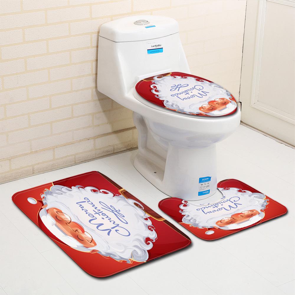 Christmas Bathroom Floor Mat Toilet Three-Piece Set