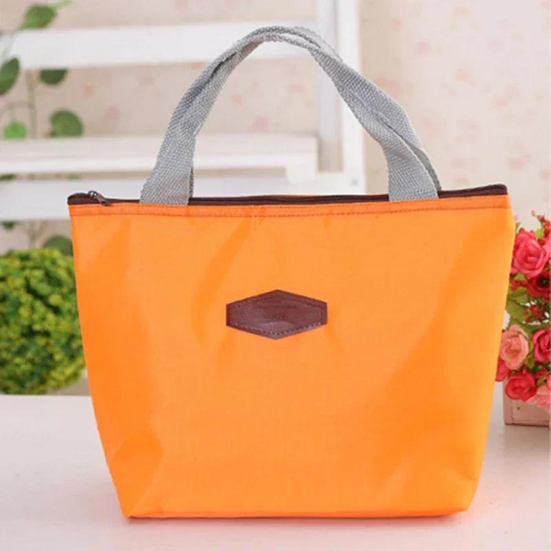 Lunch Box Camping Picnic Lunch Bag Solid Color Portable Insulated Refrigerated Bag Cold Food Cooler Thermal Bag Handbag Hot