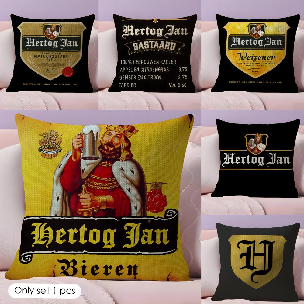 HHERTOG JANS Cushion Cover Natural Linen Organic Fabric DoubleSided Printing Couch Pillow Covers Home Decor
