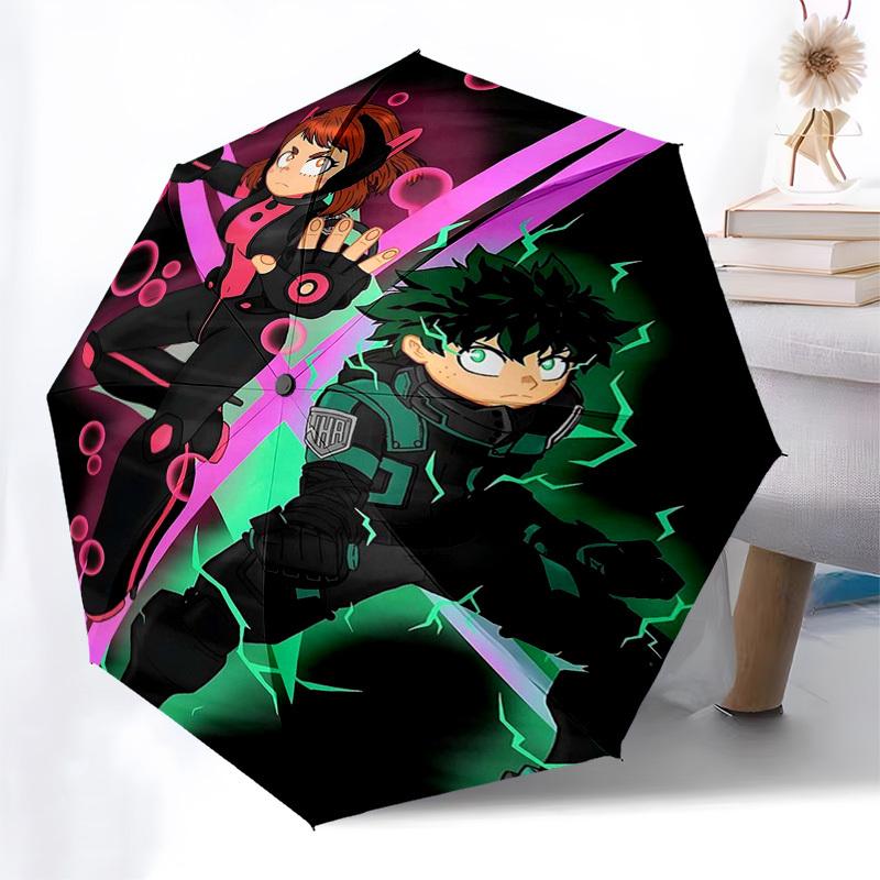 1pc My Hero Academia Dabi & Midoriya Izuku Outdoor Umbrella - Automatic Opening/Closing, Portable 3-Fold Design with 8-Rib Iron Frame - Perfect Gift f
