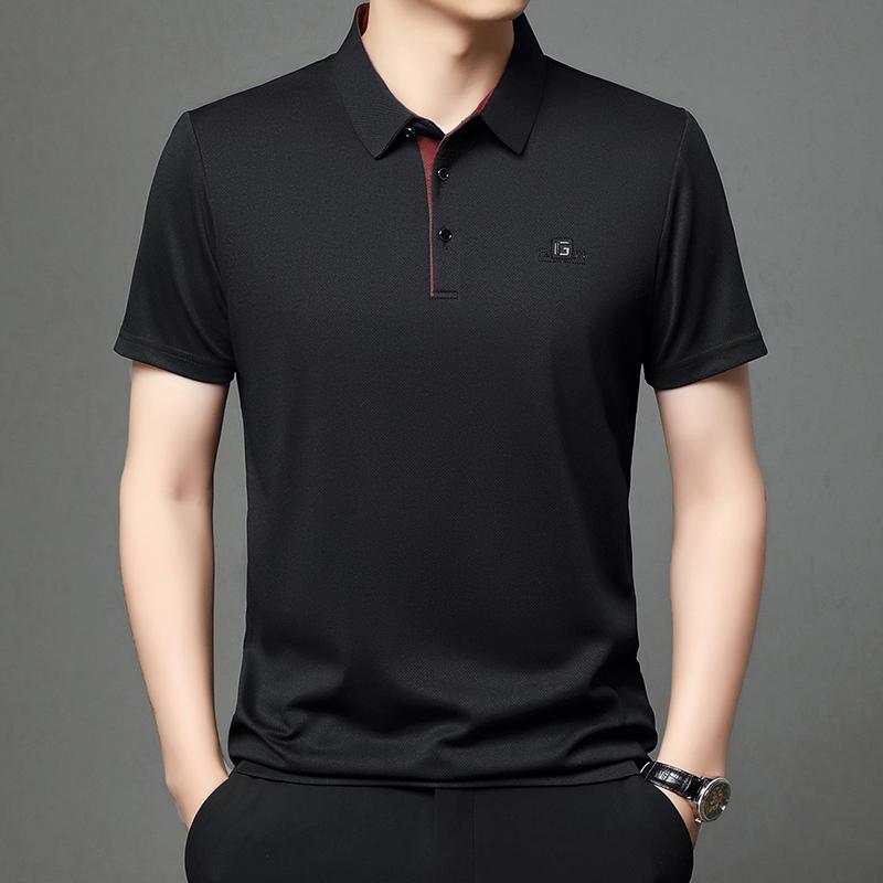 STORN New Men's Business Casual Short Sleeved Shirt with Badge Solid Color Polo Shirt Fashionable Breathable Comfortable Versatile Top