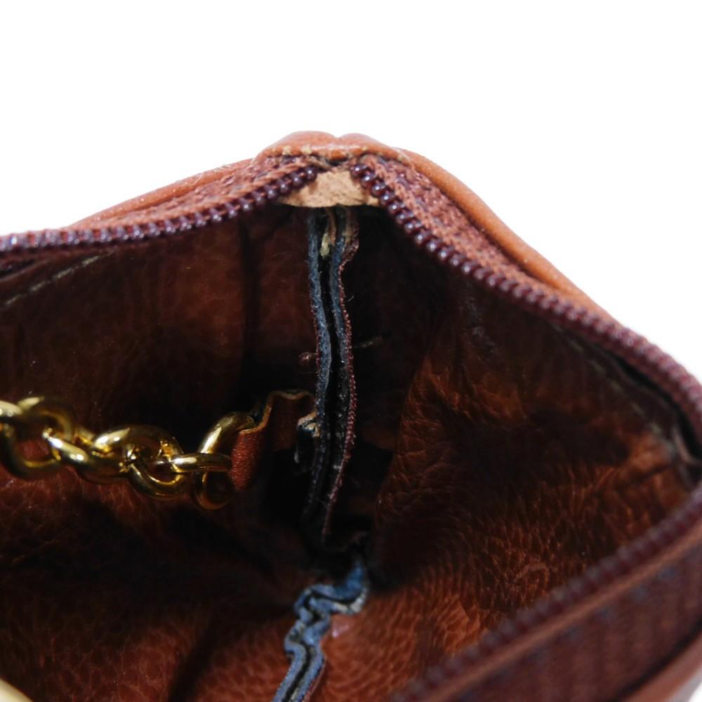 Used 11491 Old Pecan Coin Purse 7943 Striped Brown Key Ring Vintage FF Logo Fabric Kaiiki Unisex from Japan AUTHENTIC