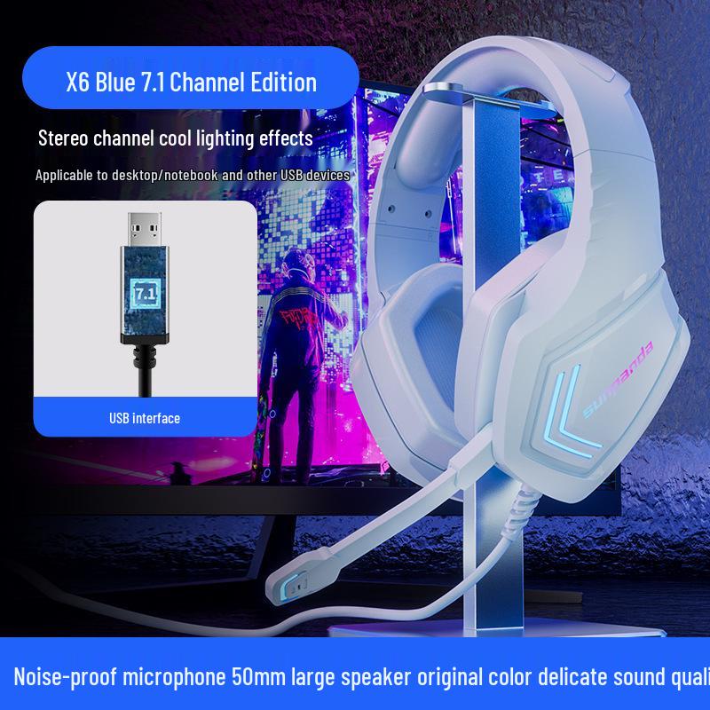 USB Gaming Headset with Noise Cancelling and Cool Lighting Effects for PC/Laptop