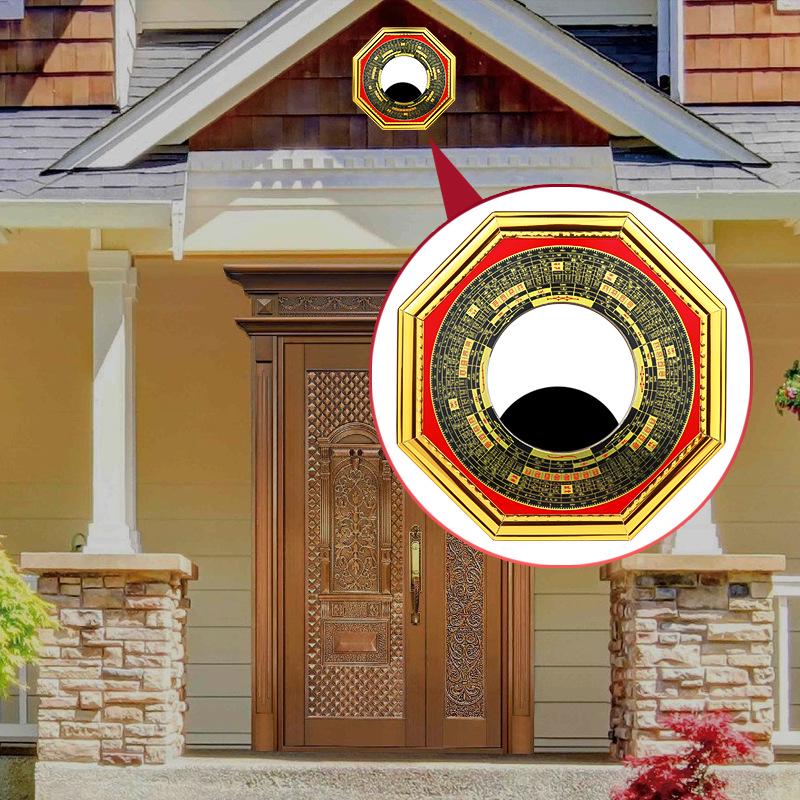 Gold Edge Compass Bagua Mirror for Door/Window Hanging