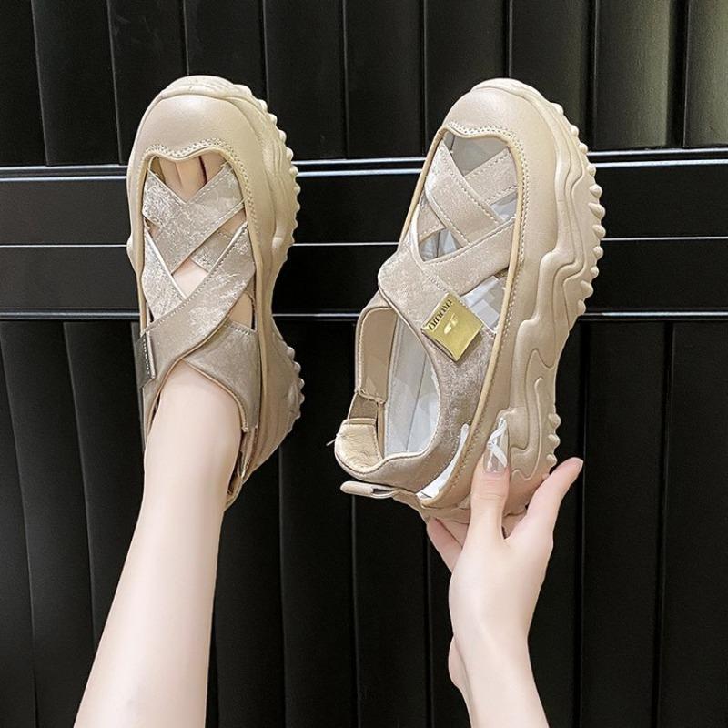 Fashion Fashion Thick-soled Increase Sandals Summer New Wear Hollow-out Anti-slip Wear-resistant Sports Baotou Shoes