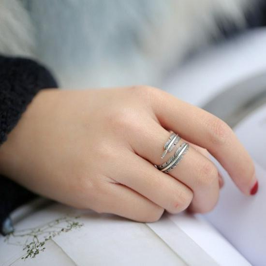 Artistic Korean Style 925 Sterling Silver Adjustable Vintage Ring for Women