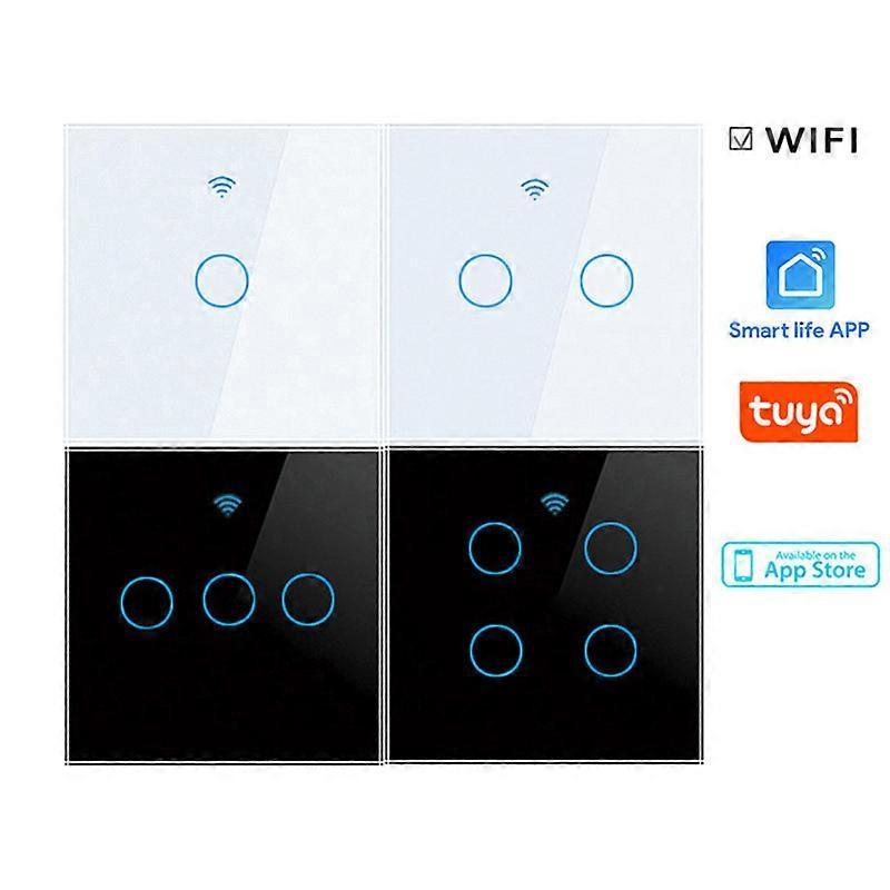 2/3/4 Gang Smart Light Switch Tuya Touch App Control NO Neutral Wire Required