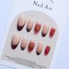 30 Pieces of Hot-selling Almond Boutique 3d Three-dimensional Gradual Change Flower Gilt Wearing Nail Advanced Red French Manicure
