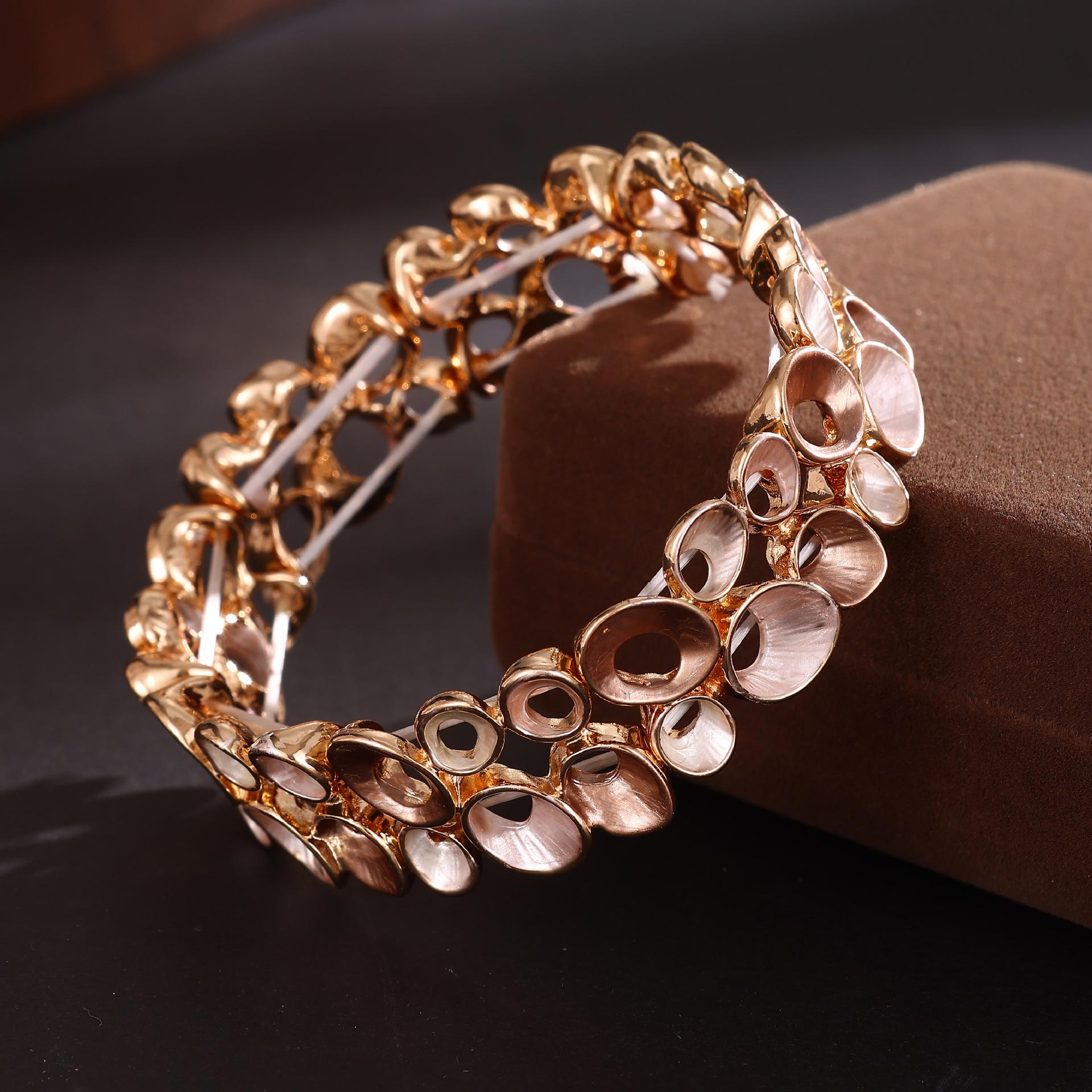 

Новый цветная масляная живопись двойной ряд полый кольцевой эластичный браслет, модный персонализированный женский универсальный браслет