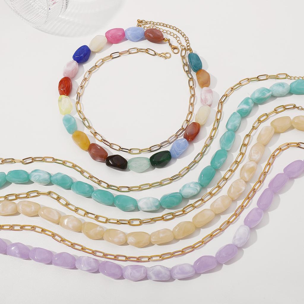 Collana estiva in resina con perline Dopamina Senso del design Colore di nicchia Choker impilato a mano