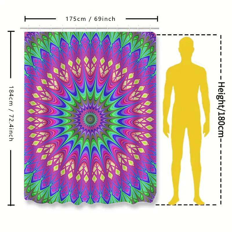Handmade Colorful Shower Curtain With Geometric Pattern For Bathroom Decor Diy Art Home Textile In Blue Yellow Pink Green Purple