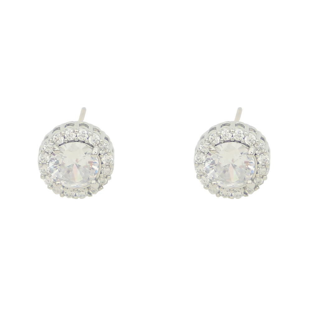 Korean Style Geometric Zircon Stud Earrings for Weddings and Parties