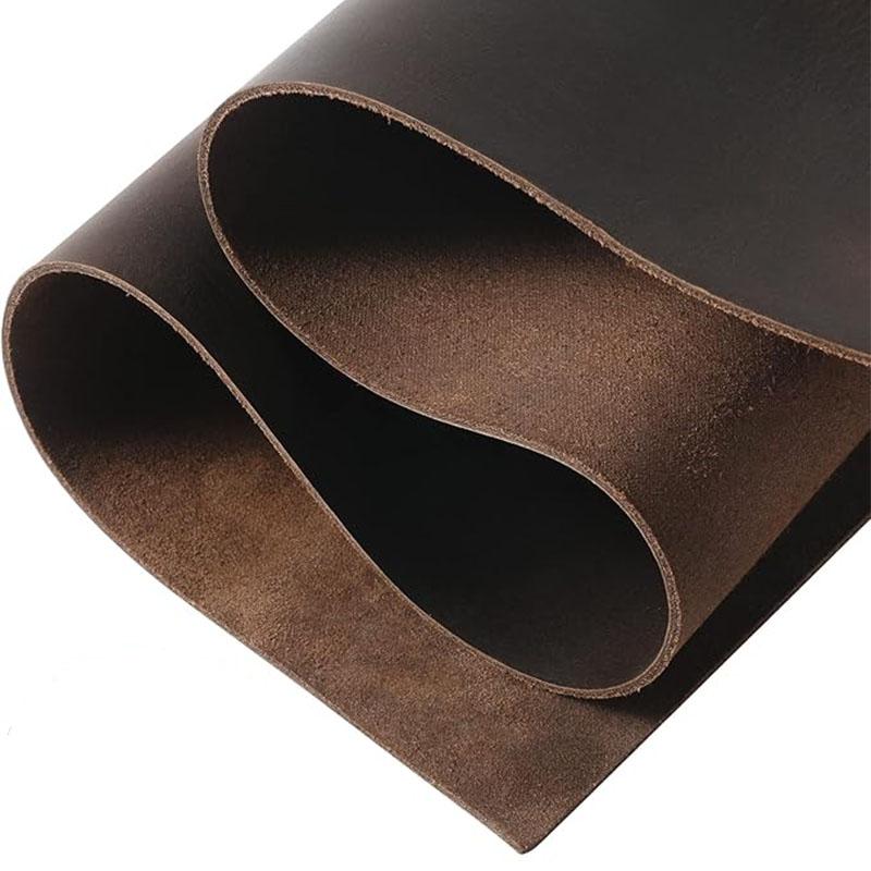 

Coffee-brown stiff 2mm genuine oil-waxed crazy horse leather, full-grain cowhide for crafting vintage-style backpacks, wallets, 10x20cm коричневый