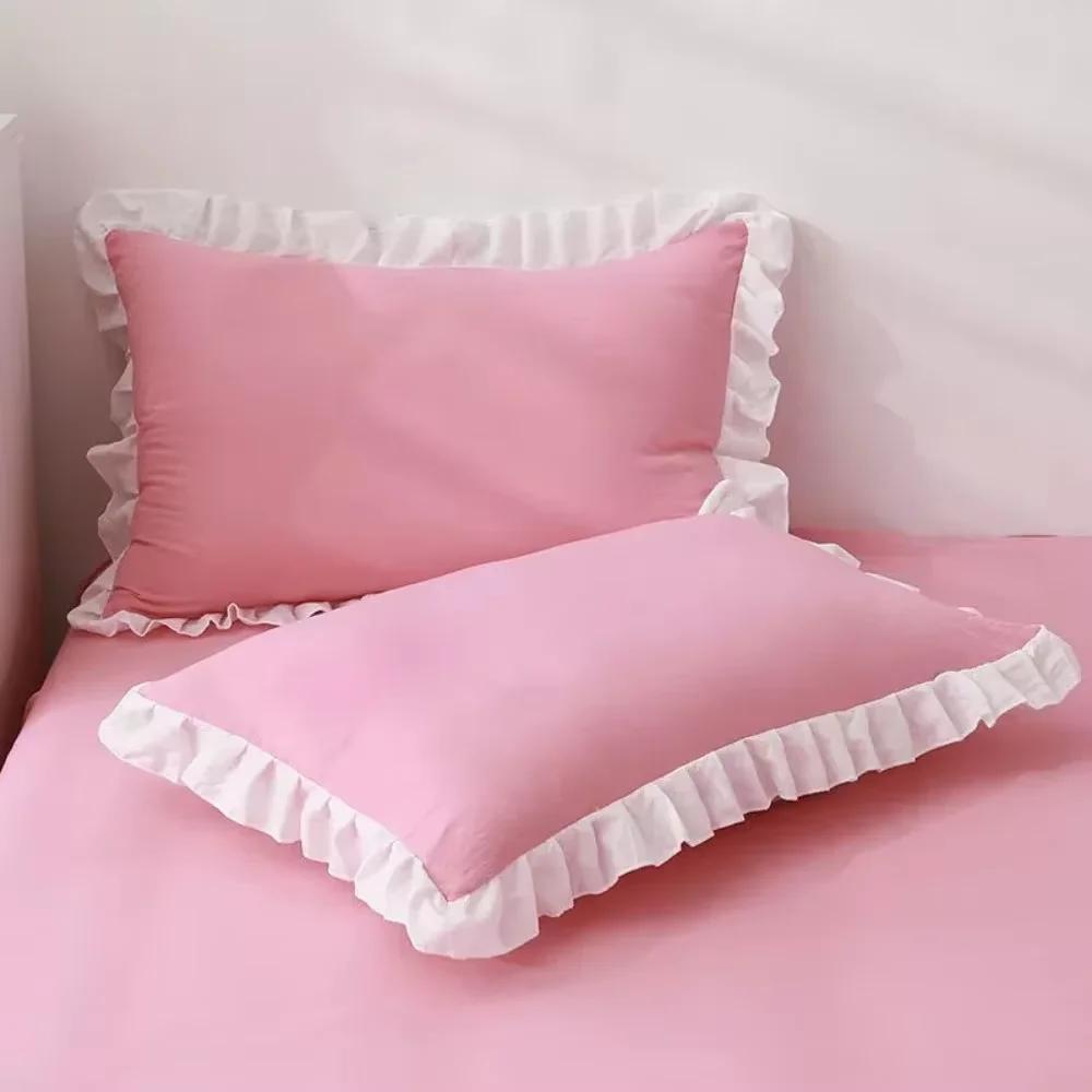 European Princess Pillow Cover Cushion Ruffle Pillow Sham Decorative Cotton Pillowcases with Invisible Zipper