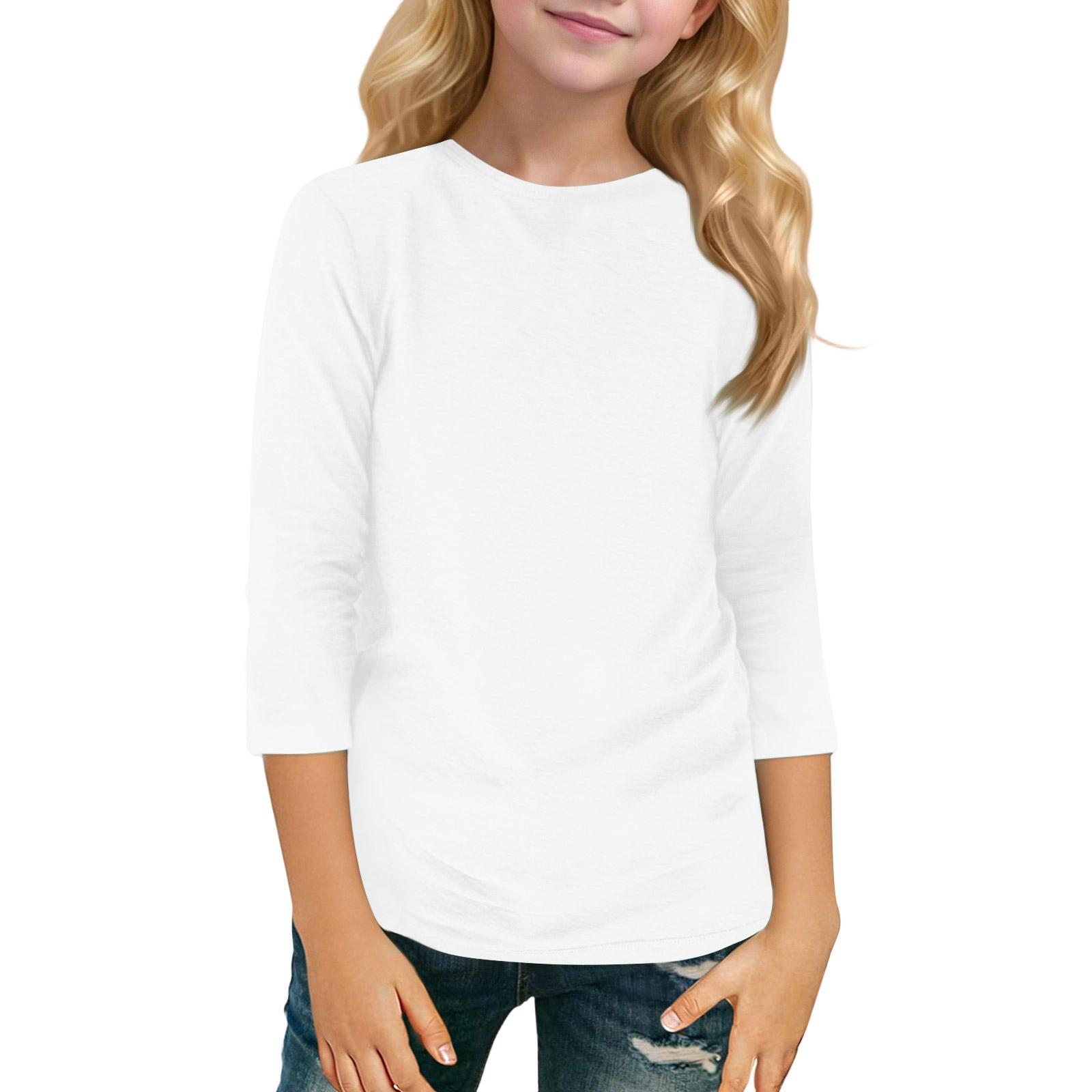 

Children s Casual Seven-Quarter Sleeve Round-Neck Fashion T-Shirt Top 160 білий