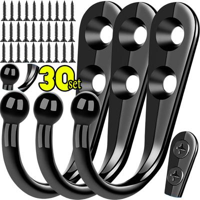 30set Alloy Hooks with Screws Wall Mounted Hanging Hangers for Coat Towel Bags Caps Hook Kitchen Bathroom Storage Rack Holders
