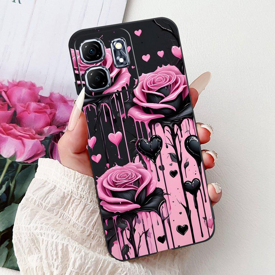 For Infinix Hot 50i Case X6531 New Fashion Flower Love Heart Pattern Soft Silicone Cover For Infinix Smart 9 Smart9 X6532 Bumper