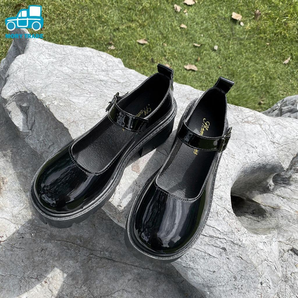 [morytrade] Plateau-Lolita-Pumps mit 6 cm Absatz, Cosplay-Schuhe (Glänzend Schwarz, Japanische Schuhgrößen, Erwachsene, Numerisch, 25.0 cm)