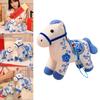 Creative Blue And White Porcelain Pattern Design Small Horse Plush Toy Pendant For Collectors And Gifts