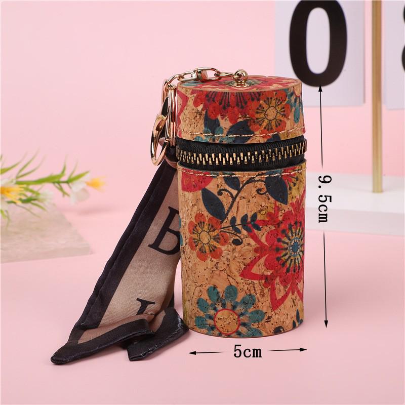 Vintage Wood Grain Kiss Lock Round Coin Purse - Multifunctional Fashion Pendant