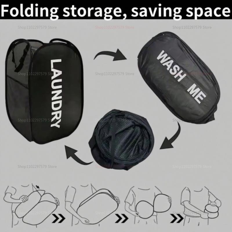 Large Laundry Basket Collapsible Mesh Pop Up Laundry Bag Side Pocket Breathable Clothes Storage Laundry Storage Organization