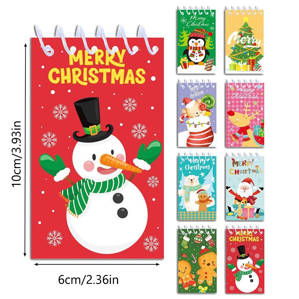 New 8PCS/Set Christmas Notebook Xmas Notepads Portable Vertical Flip Loose leaf Notebook Creative Colorful Christmas Notebook