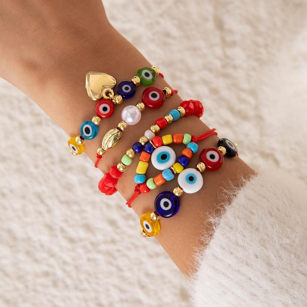 Bohemian Colored Rice Beads Eye Ten-piece Set Dopamine Exaggerated Beaded Bracelet Wholesale Women