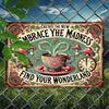 Vintage Metallschild "Embrace the Madness", 2D-gedruckte skurrile Kunst, Böhmisches Zuhause Inspirierender Deko-Akzent